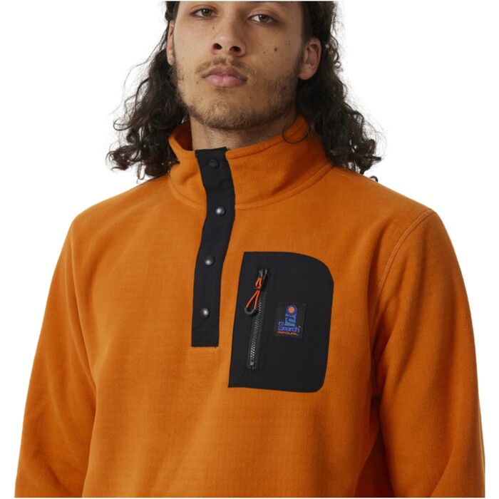 2024 Rip Curl Hombres Bsqueda Polar Fleece Crew 05QMFL - Orange Amber